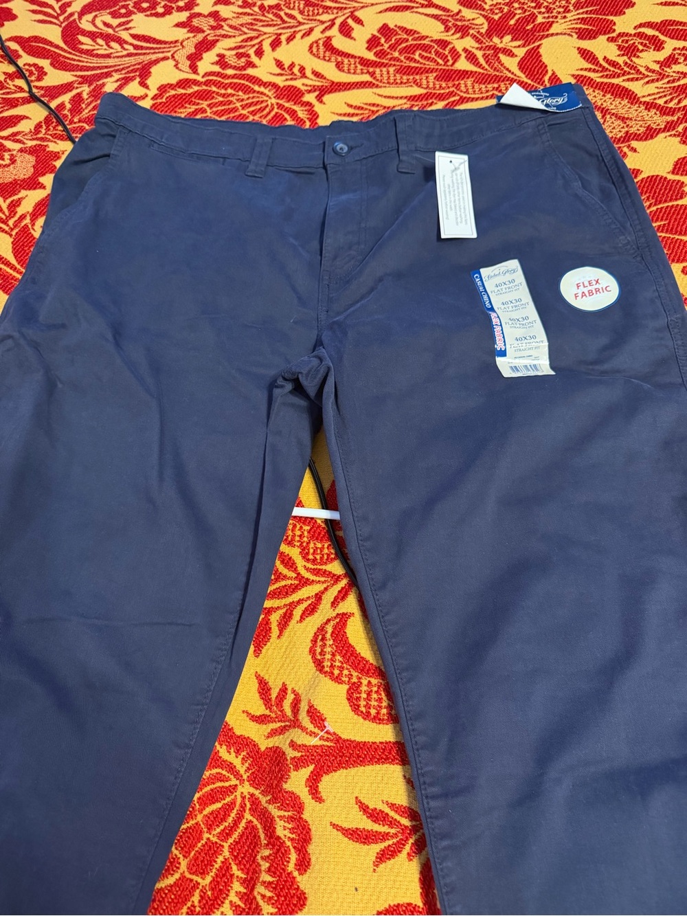 Faded Glory Navy Flex Fabric Chinos - Straight Fit